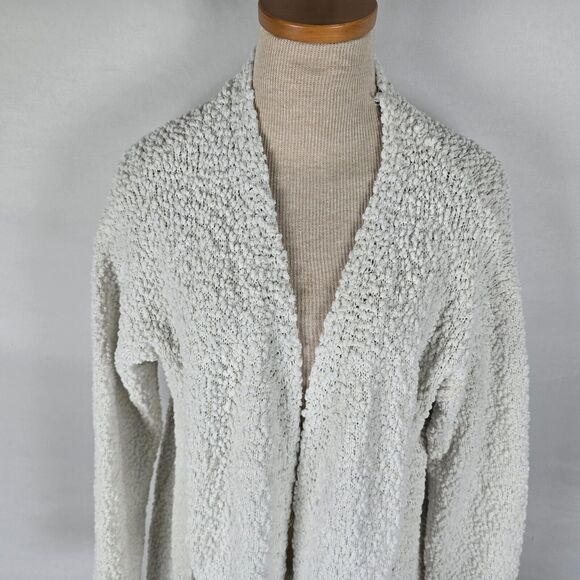 Studio B Bobeau Open Front Cardigan Women's 1X Ivory Popcorn V-Neck Long Sleeve - Picture 2 of 16